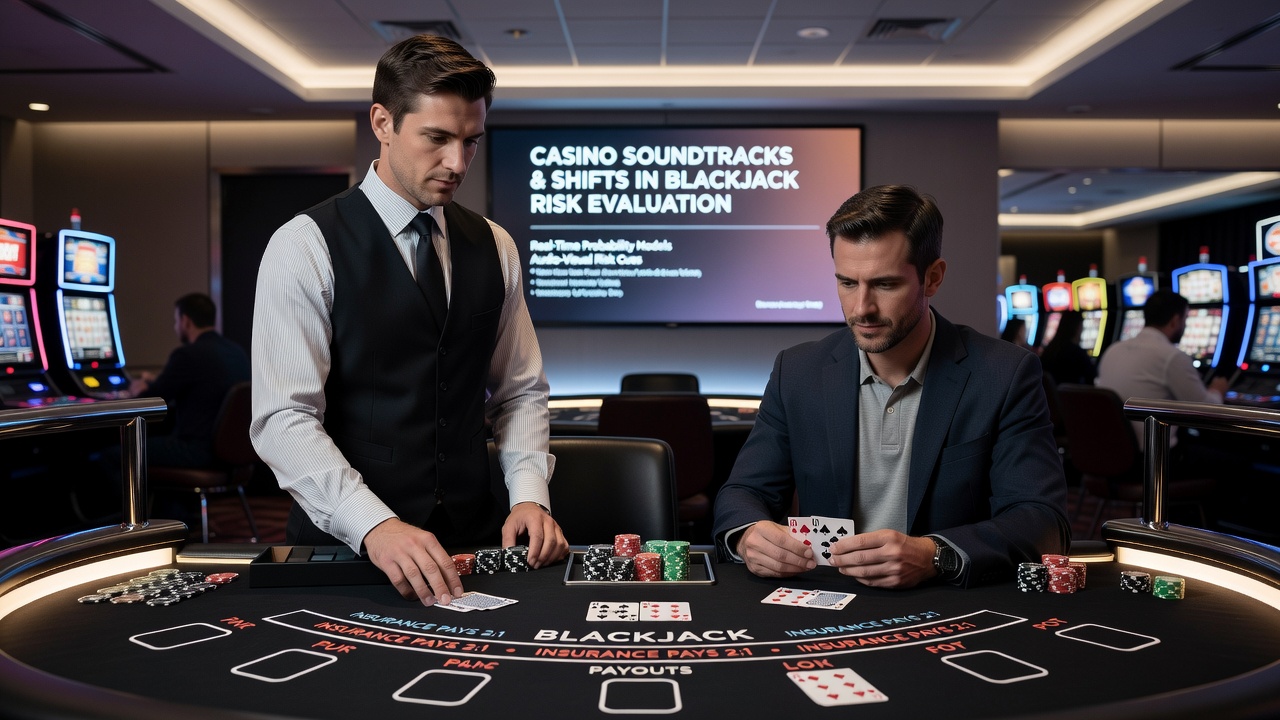 Blackjack-Tisch mit Fokus auf Spieler und akustische Elemente